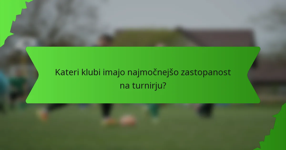 Kateri klubi imajo najmočnejšo zastopanost na turnirju?
